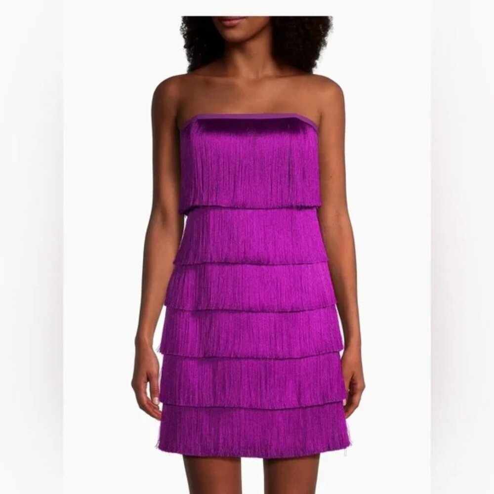 NWT Milly Nuoir Metallic Fringe Minidress - Fuchsia Metallic